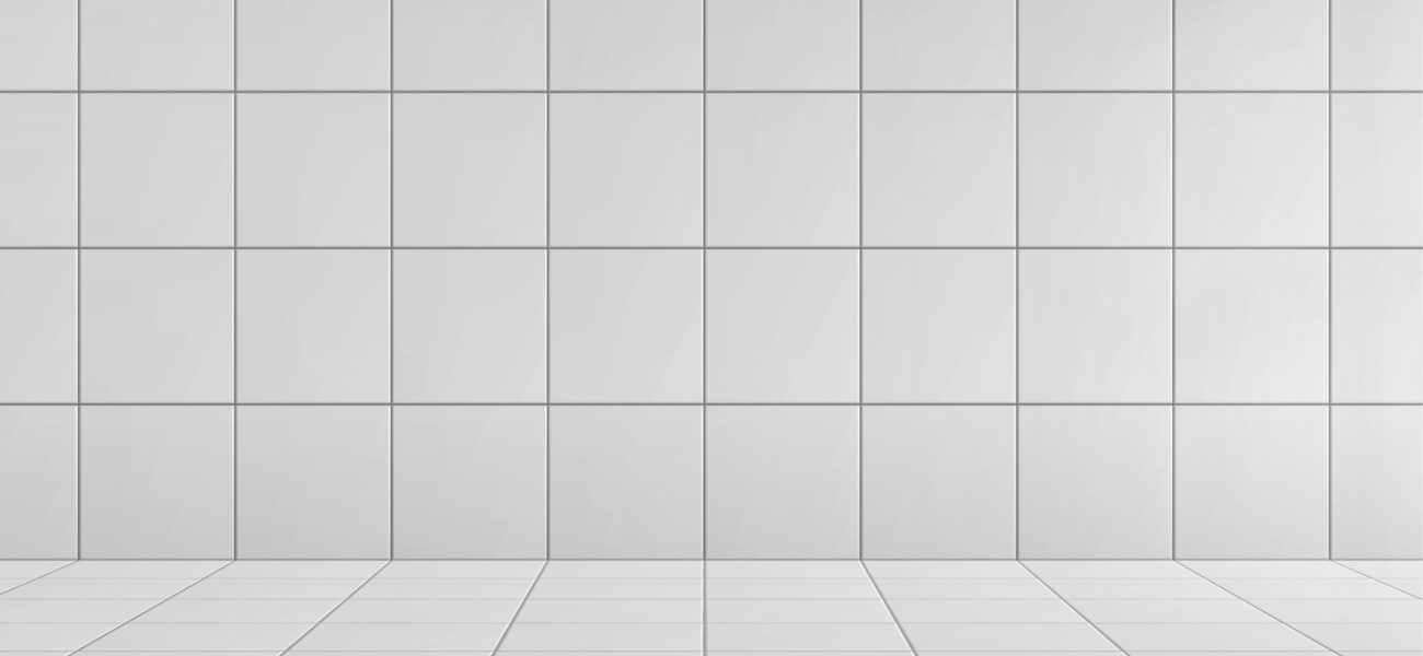 Bathroom studio with ceramic tile wall and floor Bathroom studio with ceramic tile wall and floor vector illustration. Square clean pattern for light toilet interior. White geometric abstract bath room mockup with shadow. Mockup glossy construction